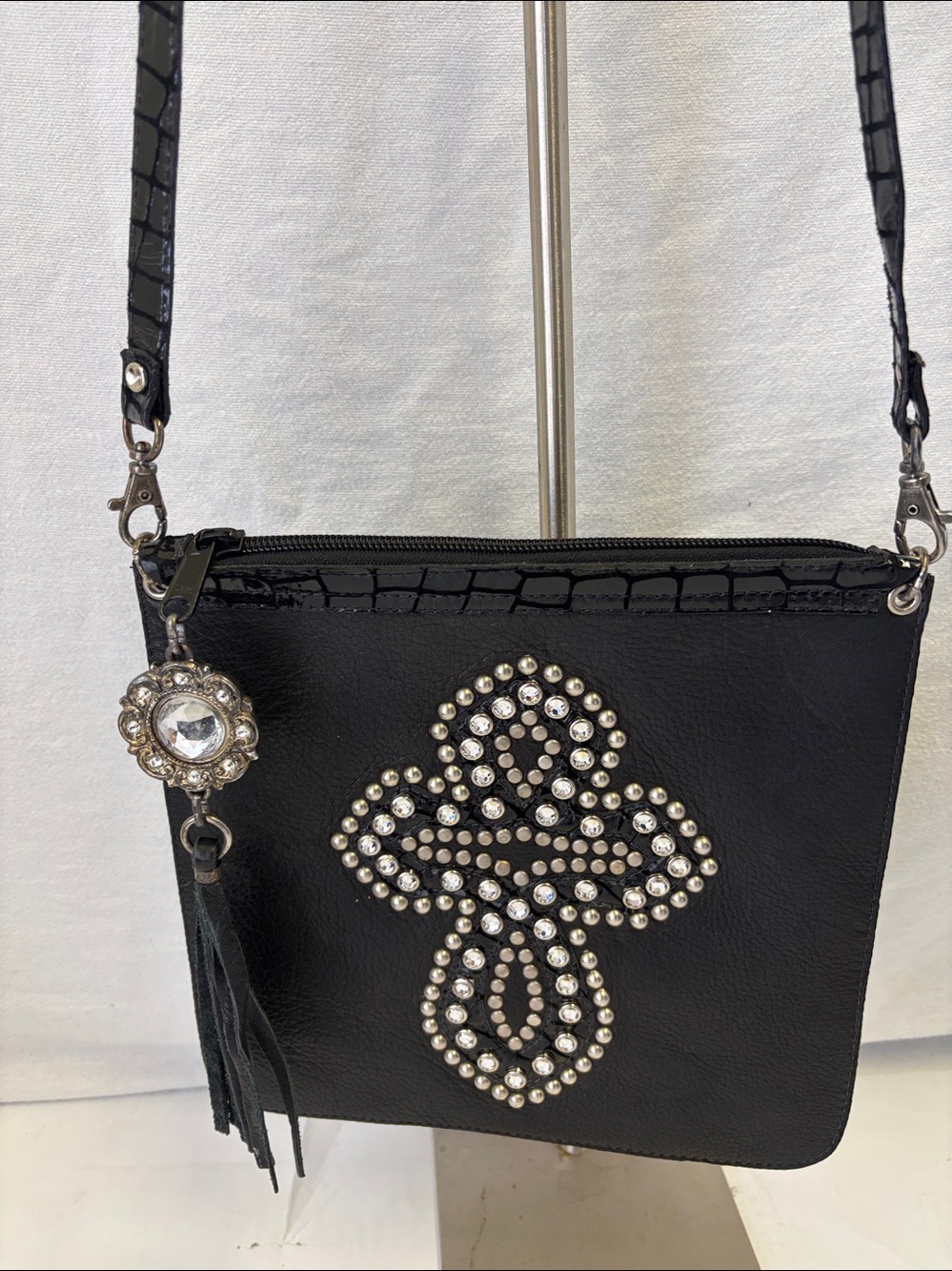 NWOT Leatherock Studded Cross Leather Shoulder Bag